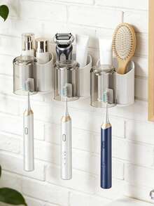 Giá treo bàn chải đánh răng kèm cốc, không cần khoan, giá đựng bàn chải và cốc đánh răng phòng tắm, kệ đựng đồ, giá đựng bàn chải và cốc đánh răng, cốc súc miệng treo tường, bộ bàn chải và cốc đánh răng không cần khoan, giá đựng bàn chải đánh răng treo tường phòng tắm. - Nhiều màu - Xem 1