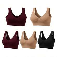 Set Of 3 Ribbed Gym And Walking Tops, Seamless, Elastic, Removable Padding, Or 1 Unit - Nhiều màu - Xem 2