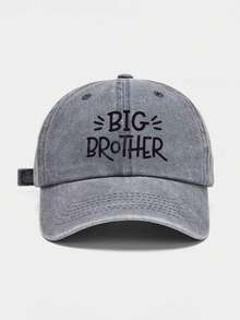 1pc Vintage Washed Baseball Cap With Letter Print "Brother", Adjustable, Breathable, Casual Soft Curved Brim Sun Hat, Unisex, Dad Hat For Spring And Summer - A - View 9