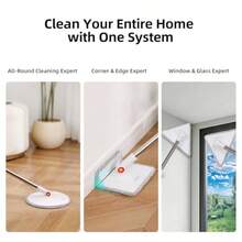 Sisi Home Textile 3-In-1 Precision Spin Mop And Bucket System 71" Extra-Long Handle Clean-Water Separation 3 Specialized Heads For Baseboards And Corners Compact For Hardwood And Micro-Porous Floors - White - 查看 4