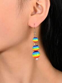 1 Đôi bông tai vòng tua rua đính hạt cầu vồng phong cách Bohemian, phù hợp cho nữ giới đeo hàng ngày, dự tiệc và mọi mùa, trang sức cho tháng Tự hào (Pride Month). - Nhiều màu - Xem 5