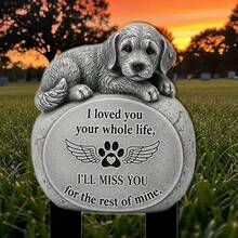 1pc 2D Acrylic Flat Ground Stake With Flower Sharp Base, Designed As Dog Theme Memorial Stone. Suitable To Enhance Outdoor Spaces Like Lawn And Garden, Making It A Perfect Gift Or Decor, Outdoor Garden Decor, Yard Decor, Garden Decoration, Outdoor Garden Decoration, Outdoor Yard Decoration, Outdoor Decor - Multiple Styles - View 3