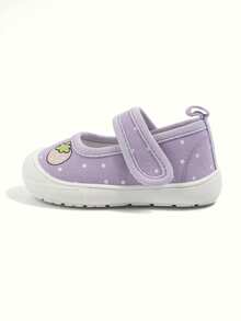 1 Paio di Sneaker in Tela a Punta Quadrata Bassa per Ragazze, Motivo a Pois di Fragole, Scarpe Carine, Dolci, Comode, Casual, con Suola Morbida e Leggere, Adatte per Uscite Quotidiane Estive e Passeggiate in Giardino - Viola - Visualizzare 7