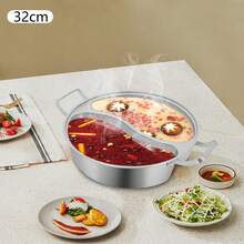32 Cm Hot Pot With Divider And Lid, Shabu Shabu Hot Pots 304 Stainless Steel Chinese Dual Sided Pot Set For Induction Cooktop Gas Stove Dual Sided Soup Cookware, Chinese Induction Shabu Pot - View 6