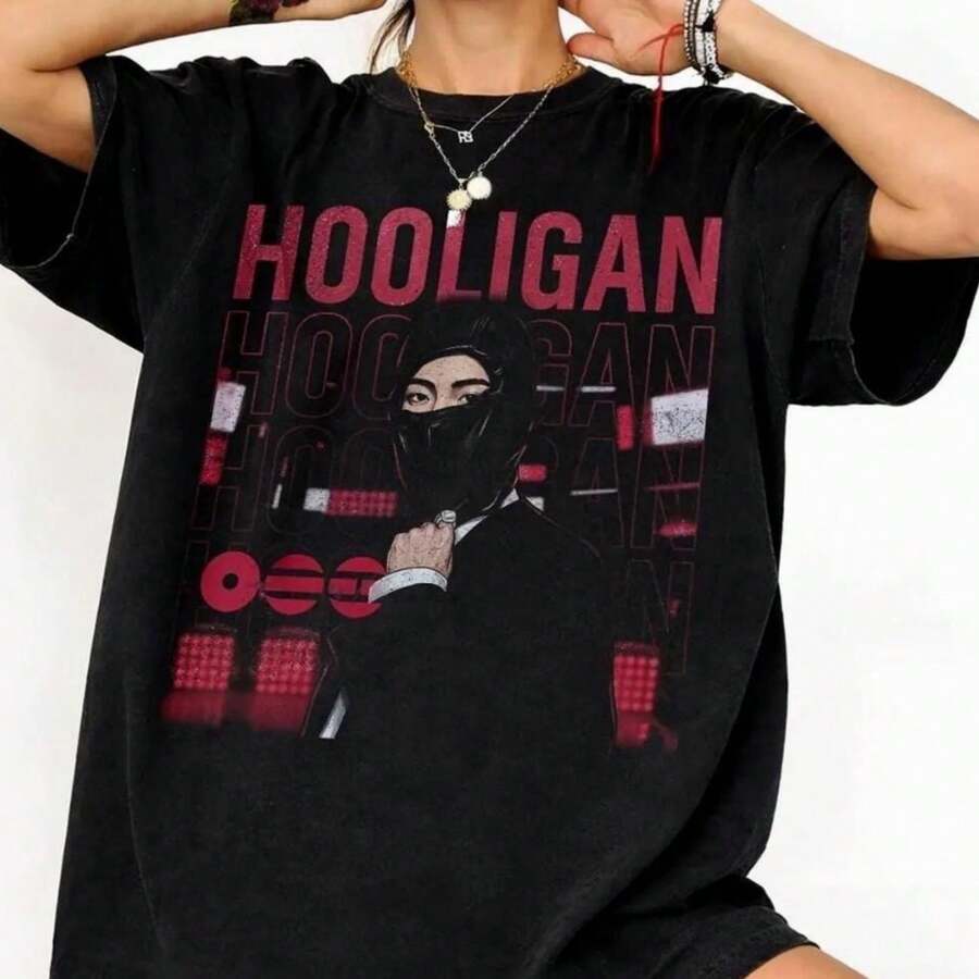 Comfort Co Lors First Time Hooligan Shirt B TS Arirang Shirt Hooligan Jin Meme Tee BT S World Tour 2026 Shirt World Tour 20 - 黑色 - 查看 1
