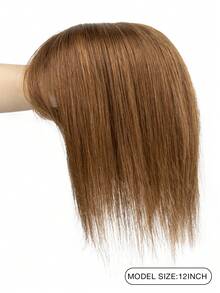 8*12 Inch Women's Straight Chestnut Brown Hair Clip-In Extensions, Natural Looking Basic Hair Piece, Suitable For All Brown Hair Bangs, Can Modify Face Shape - S6 - View 3