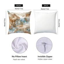 4pcs Set Of Minimalist Daily Beige Abstract Geometric Line Throw Pillow Covers, Single-Sided Printed Peach Velvet Polyester Material, 45*45CM Cushion Covers For Modern Fabric Sofa Indoor Decor, Party Decoration, Gift - Multicolor - View 2