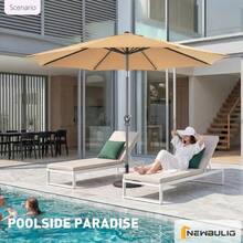 Heavy Duty 9FT New Khaki Outdoor Market Umbrella, 8 Sturdy Ribs Patio Table Umbrella With Tilt & Crank, UV Protected Waterproof Sun Shade For Garden & Patio - Màu kaki (Mới) - Xem 3