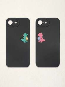 2pcs Black Phone Cases, Dinosaur Design Couple Phone Cases, Compatible With IPhone & Galaxy Phones, Phone Covers, Cute Phone Cases, Compatible With IPhone 13/15/16 Pro Max, Galaxy, Great As Birthday Gift, For Girlfriend, Boyfriend Or Personal Use - Multicolor - View 56