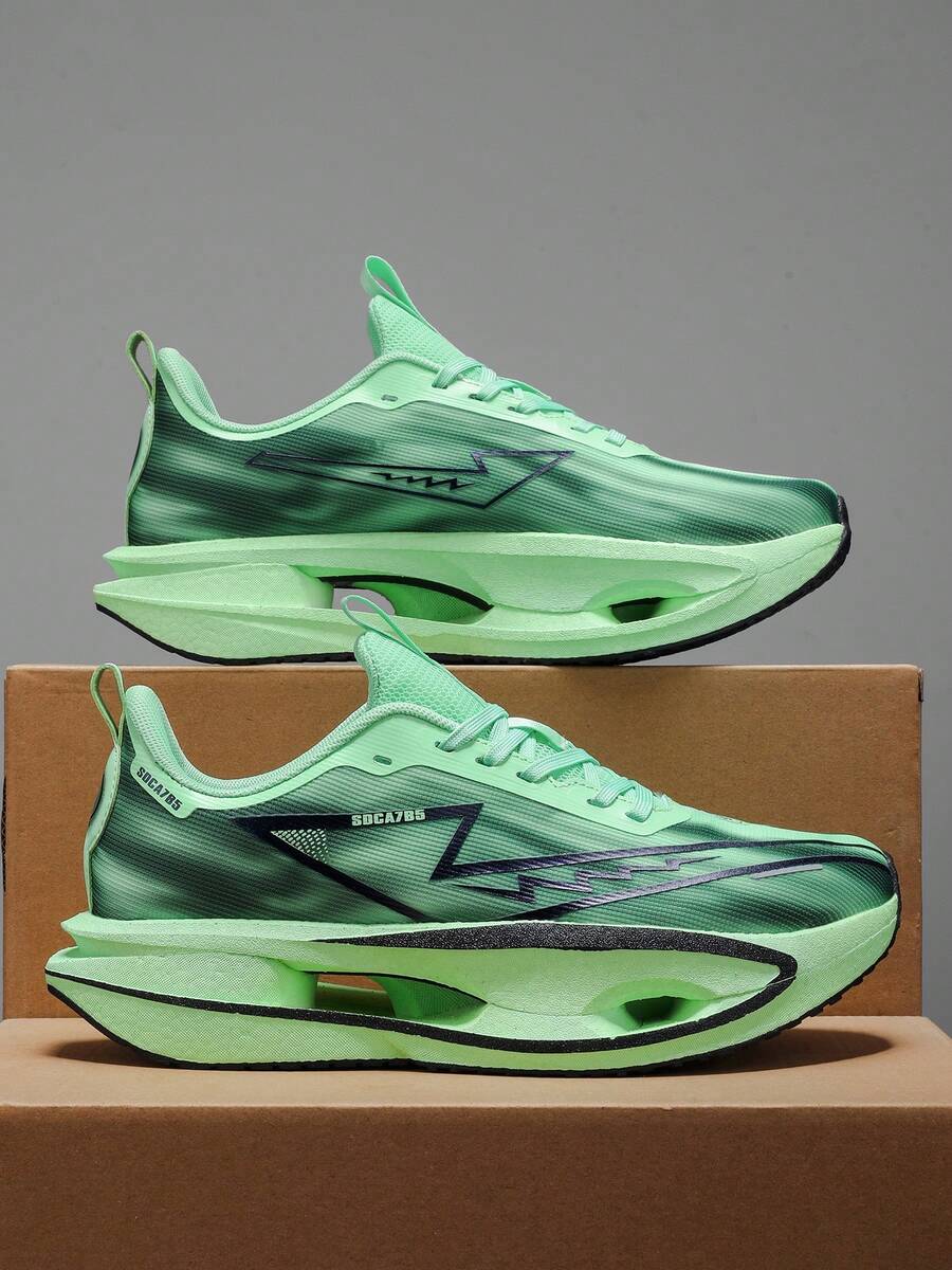 Men's Lightweight Breathable Running Shoes, Featuring Carbon Fiber Insole Technology - Gradient Color Design, Shock-Absorbing Sole, Suitable For Outdoor Activities, Leisure And Hiking In All Seasons - Low-Top Lace-Up Athletic Shoes, Hiking Shoes With Gradient Color Design And Cushioning Support Structure