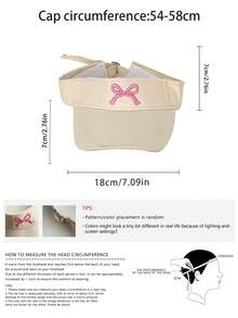 1 pieza Sombrero de playa de verano para mujer, sombrero de ala ancha con bordado de lazo dulce y lindo, con apertura en la parte superior para protección solar, regalo del día de San Valentín - Multicolor - Ver 5