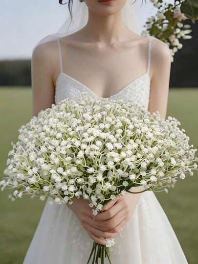 Doraeyun 60pcs Artificial Baby's Breath Flowers Bouquet, Fake Baby's Breath, Artificial Flowers, Baby's Breath Plants, Baby's Breath Flower Bouquet, Suitable For Wedding Bridal Bouquet, Home Decor, Tabletop Decor, Vase Filler, DIY Floral Decoration (For Wedding And Holidays), Room Decor, Valentine's Day, Birthday Gift, Graduation Gift, Garden Decor, Outdoor Plants, Gardening, Artificial Flowers