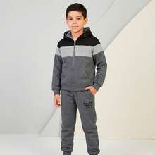 Children's Plush Set For Boys, Intense Cold Weather, Lined With Warm Fur, Winter Launch, Promotion 167 - Grey - View 1