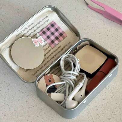 1个银色金属空心长方形铰链铁罐，简约铁皮盒，翻盖金属盒，贴纸迷你便携盒，小型收纳盒，迷你铁质折叠盒，可用于存放图钉、珠宝DIY、礼品、首饰、药丸、糖果、缝纫用品，适合家居收纳、DIY薄荷糖钱包制作、生日派对装饰