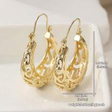 手工精制优雅圆形耳环，百搭饰品，适合日常佩戴和度假，是送给她的完美节日礼物。 - 金色 - 查看 5