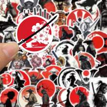 Conjunto de 50 adesivos de samurais em preto e vermelho para decoração DIY em celulares, malas e cadernos. - cor - Ver 5