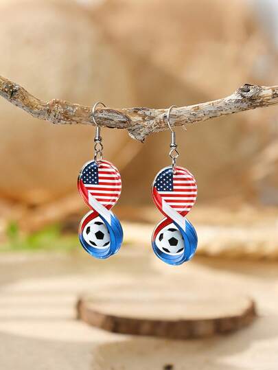 Đôi bông tai thiết kế bằng acrylic hình vô cực lấy cảm hứng từ bóng đá thế giới, thích hợp cho phái nữ đeo trong các lễ hội và các bữa tiệc bóng đá.