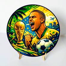 Round MDF Decorative Plaque 20cm Brazil World Cup + Stand - Copa11 - View 2