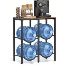 3-Tier Water Jug Holder, 5-Gallon Bottle Storage Rack With Extended Wood Top Shelf, 4-Slot Water Dispenser Stand For Home, Office & Garage - 查看 10