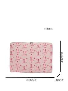 1件装纯色简约奢华多尺寸笔记本电脑/平板电脑便携包，笔记本电脑内胆包，11英寸/13英寸/15英寸电脑包，蝴蝶结印花面料，男女通用休闲款，适用于笔记本电脑、平板电脑、惠普电脑，适合女孩、青少年、男孩、大学生，9-15英寸平板电脑手提包，适用于iPad Air 4/5/Pro，保护套，防震内胆包 - 粉色 - 查看 12