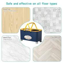 Sisi Home Textile Compact Spin Mop And Bucket With Clean And Dirty Water System Floor Mop With 360° Swivel Wheels 61" Handle 6 Reusable Mop Heads For For Wood Tile Vinyl Baseboards- Blue/Yellow - 藍/黃 - 查看 6