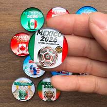 2026 World Cup Souvenir Creative Magnetic Glass Soft Magnet Football Fridge Magnet, Hanging Decor - Multicolor - View 2