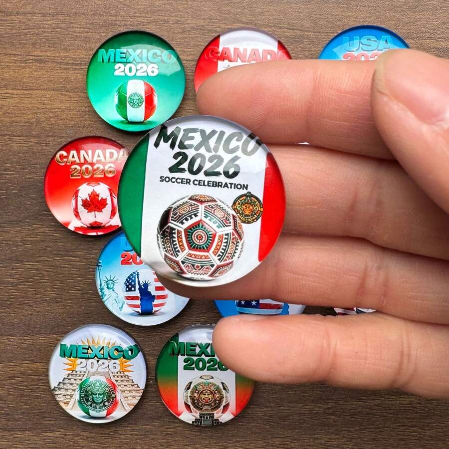 2026 World Cup Souvenir Creative Magnetic Glass Soft Magnet Football Fridge Magnet, Hanging Decor
