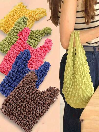 Bolsa de compras plegable extra grande, bolsa mágica retráctil con correa para la muñeca, bolso de mano ligero y portátil para damas, adecuado para viajes, compras diarias y artículos esenciales, bolso de hombro de gran capacidad para mujeres. Bolso de mano portátil, adecuado para compras y almacenamiento, un regalo ideal para amigos, bolso lindo
