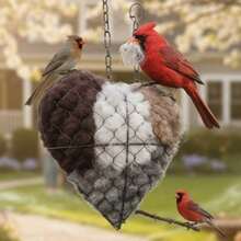 Nhà chim hình trái tim thủ công, có thể tái sử dụng, nhà trú đông, nhà khởi đầu cho chim ruồi, đồ trang trí sân vườn, quà tặng ngoài trời cho chim. - Xem 11