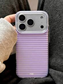 极简紫色条纹透明软手机壳，适用于 17/11/12/13/14/15/16 Pro Max/14/15/16 Plus/17/Air/11，时尚保护套 - 透明紫條紋 - 查看 5