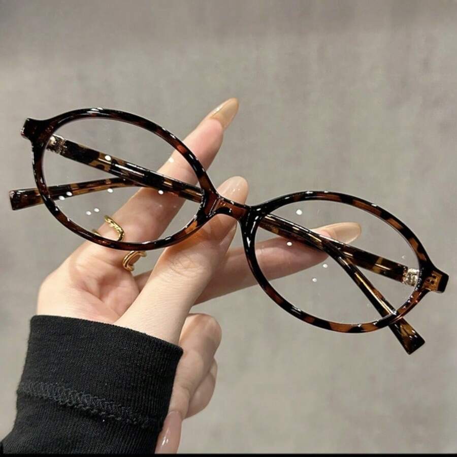 Fashionable Oval Women's Glasses With Lenses, Transparent Design, Suitable For Party, Daily Decorative Accessory - Multicolor - View 1