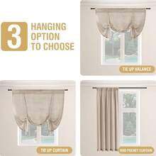 1pc White Linen Material Tassel Curtain Rod Pocket, Minimalist Farmhouse Style Square Curtain, Multiple Sizes, Made Of Polyester, Short Curtain Suitable For Bedroom, Living Room, Kitchen Windows, Doors, Cabinets, All Seasons - 1PC - View 6