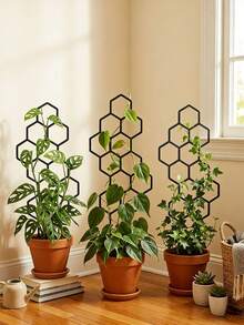 2pcs/Set Honeycomb Plant Trellis - Rust-Resistant Metal Support For Potted Vines And Flowers - Space-Saving Indoor & Outdoor Gardening Support - A - View 3