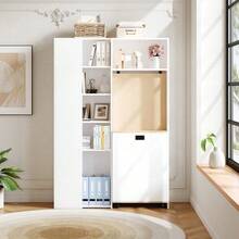 Home Office Desks - White + MDF+Left - View 3