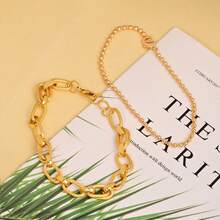 1pc Fashionable Gold Bead Bracelet/Hip-Hop Style Thick Chain Bracelet - A Bracelet Suitable For Both Men And Women, Everyday Wearable Jewelry. - Gold - View 5