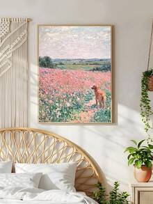 1幅现代粉彩野花油画印刷品，花卉风景墙画，金毛犬艺术画，腊肠犬海报，节日礼物，送给朋友的理想礼物，卧室艺术印刷品，客厅装饰，办公室装饰，厨房装饰，浴室装饰，墙面艺术，墙面装饰，家居装饰，房间装饰，帆布墙画，海报，带框墙画，可选画框 - A - 查看 5
