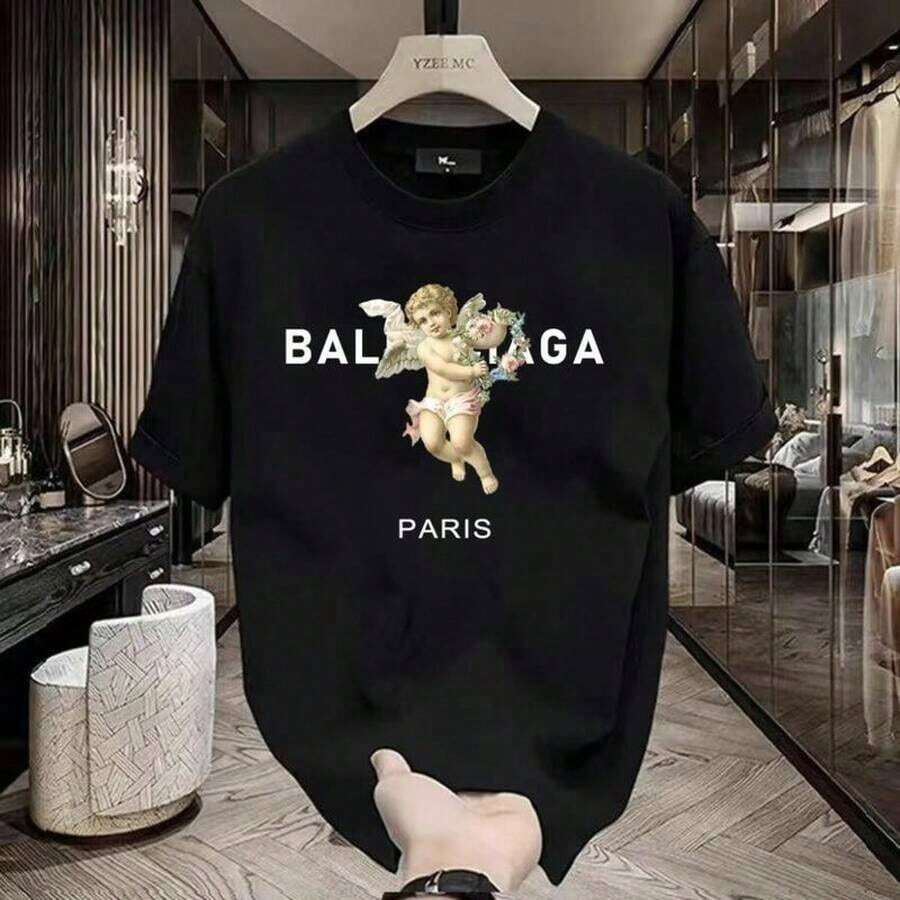 Stampa natalizia di , abbigliamento estivo da uomo, t-shirt grafica casual a maniche corte con scollo rotondo, articolo popolare