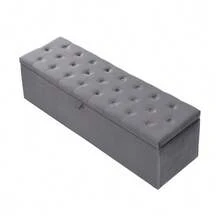 Velvet Upholstered Bench, Padded Seat, Bed Stool, Bench With Storage, Grey 138 X 41 X 42 Cm - Grey - View 11
