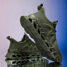 Zapatos casuales de malla transpirables para hombre, zapatillas de running ligeras, zapatos deportivos cómodos - Verde - Ver 3