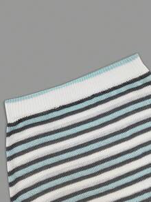 女士优雅性感沙滩度假露背短款条纹吊带背心蝴蝶结高腰弹力长裙两件套，春夏 - 彩色 - 查看 9