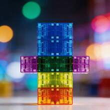 Transparent Colorful Magnetic Cube Blocks, Fun Stacking Toys For Kids, Sensory Development Educational Toys, 3D Assembled Building Toys, Giftable Kids Learning Toys - Multicolor - View 6