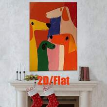 2D Plano, 2D Plano [JIT]1pcs, Pinturas en Lienzo sin Marco, Este Perro Viene en Naranja, Amarillo, Azul, Verde y Rojo, Pósters e Impresiones, Sala de Estar, Decoración de Oficina, Arte de Pared, Dormitorio, Escuela, Café, Abstracto, Decoración del Hogar, Regalo de Cumpleaños Perfecto, Regalo de - Sin marco - Ver 1