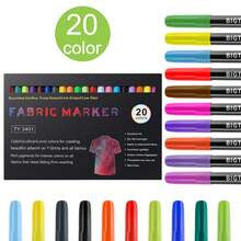 返校季及布料DIY绘画笔，纺织马克笔，6/8/12/24/30色可选，防渗色，防褪色，适用于衣物，布料DIY装饰马克笔，纺织专用永久性马克笔，多尺寸布料绘画笔，防水，不褪色，适用于衣物/布料，防渗色布料绘画，服装涂鸦纺织笔 - DIY織物彩繪筆 - 查看 18