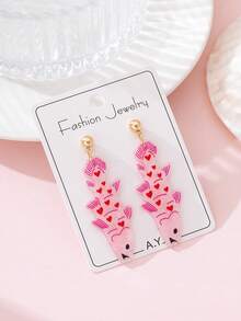 1 Pasang Anting-Anting Fashion Motif Ikan Laut Lucu untuk Wanita, Hadiah Sempurna untuk Liburan Pantai dan Pesta - Red Violet - View 2