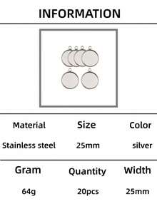 20 Pieces Of 8/10/12/14/16/18/20/25mm Stainless Steel Circular Tray Set, Cabochon Gemstone Tray Pendant Blank Base, Jewelry Making DIY Accessories - Silver - View 8
