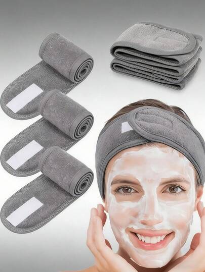 1件装可调节女士SPA头带，柔软毛巾材质，适合洗脸和造型