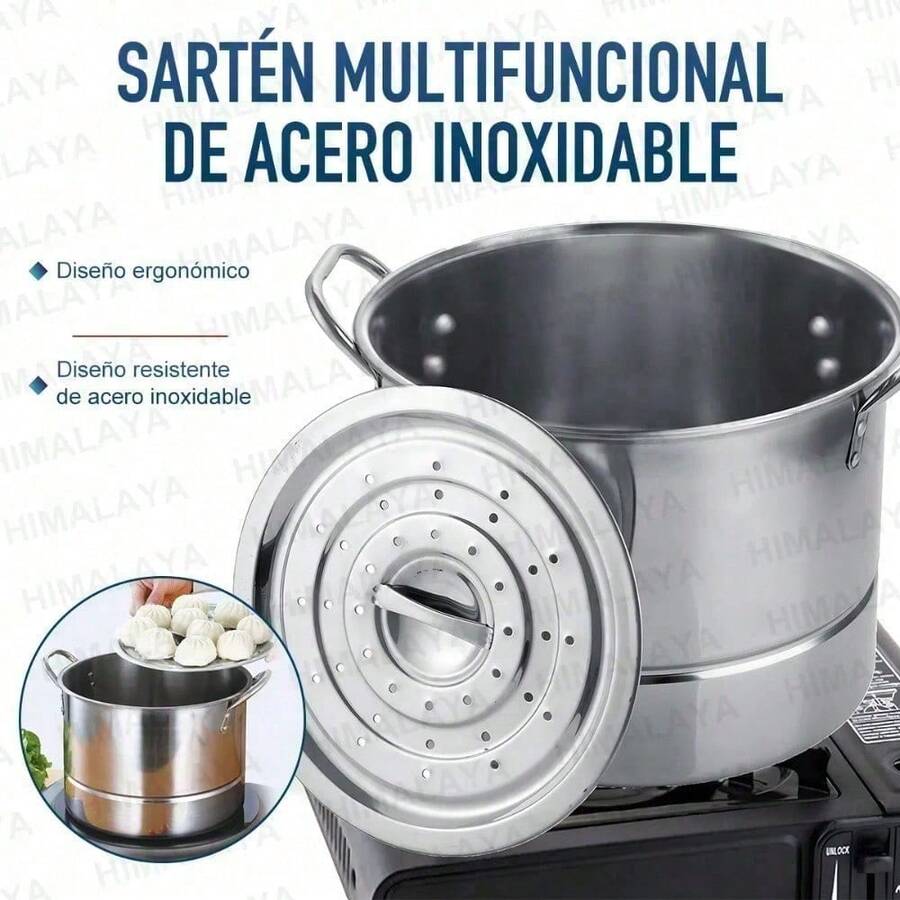 Olla De Acero Inox Con Hervidor De Agua,4 Tabletas Humeantes - Ver 1