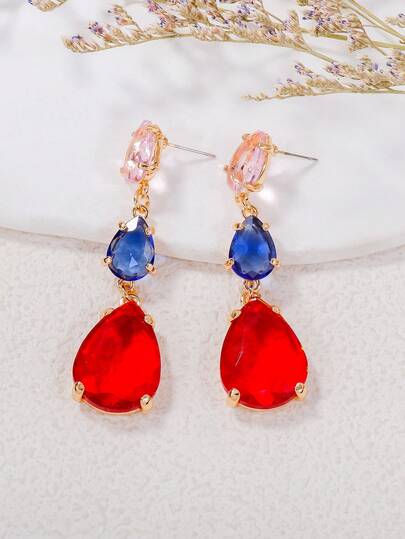 juran 1 par de pendientes de cristal minimalistas, pendientes con joya de rhinestone brillante, regalo para fiesta de vacaciones