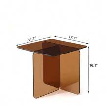 Tempered Brown Bent Glass SideTable, Transparent End Table, Sofa Table - Brown - View 2
