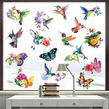 CHAILLY Watercolor Hummingbird & Butterfly Window Stickers, Colorful Flower Peel And Stick Decals For Glass Door & Home Decor - Wall Stickers - View 3